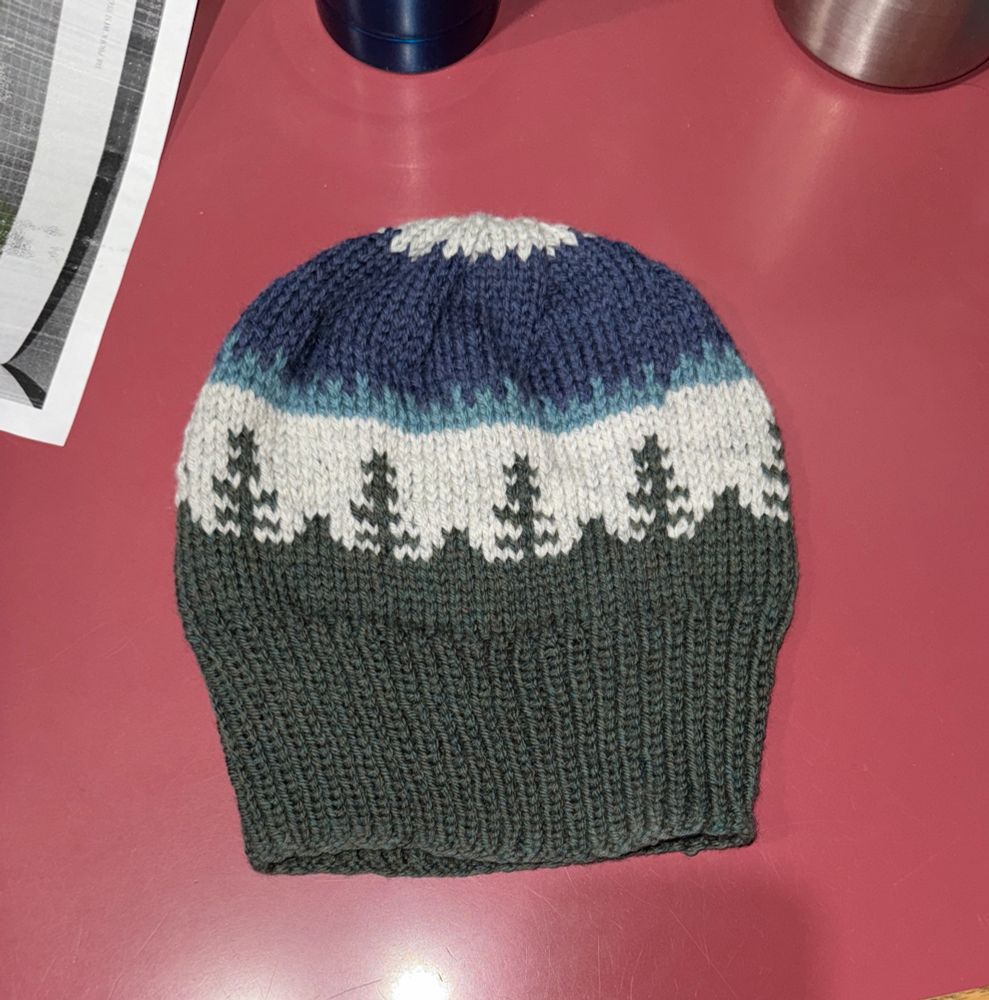 Knit hat with the brim unfolded
