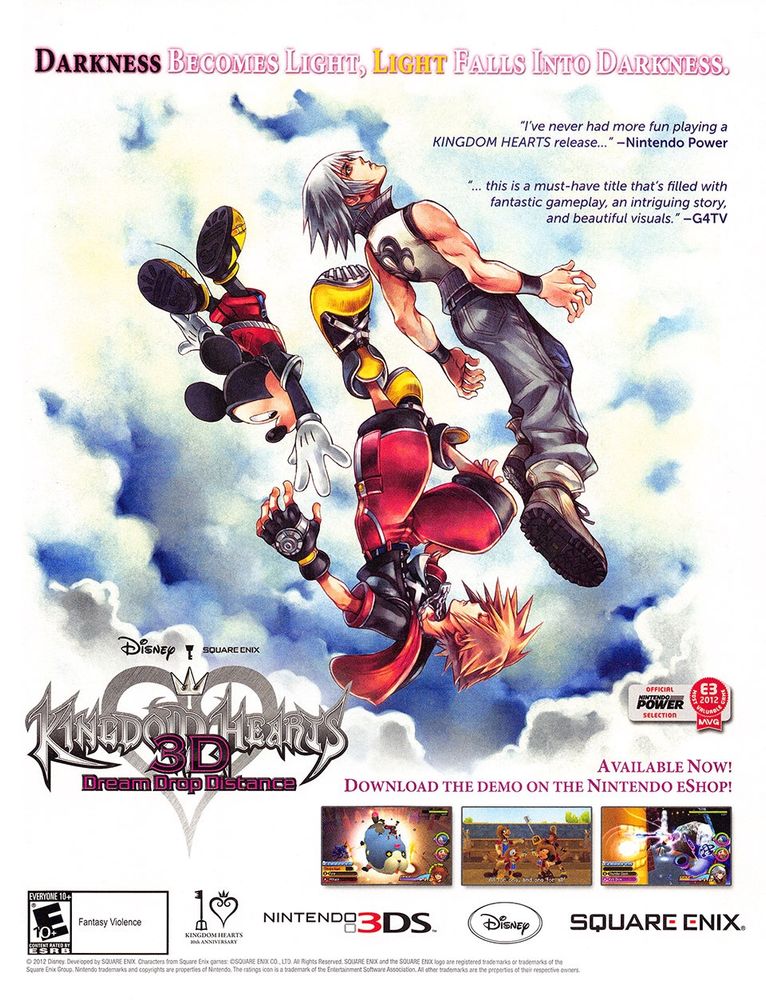 KINGDOM HEARTS 3D: DREAM DROP DISTANCE
Square Enix
Nintendo 3DS
2012