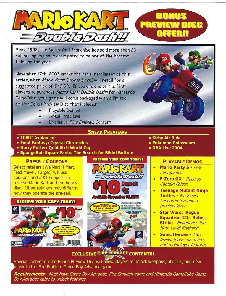 Mario Kart: Double Dash ad 
Nintendo 
GameCube
2003