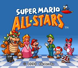 Super Mario All-Stars start screen (1993)