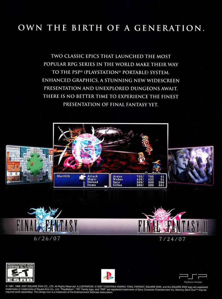 Final Fantasy & Final Fantasy II ad
Square Enix 
PSP
2007