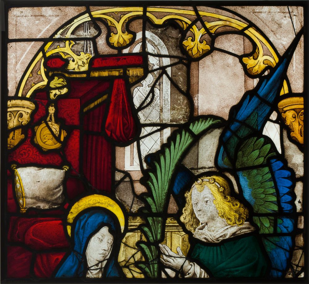 Fragmentary but beautiful glass panel, French, ca. 1500.

https://www.metmuseum.org/art/collection/search/467502