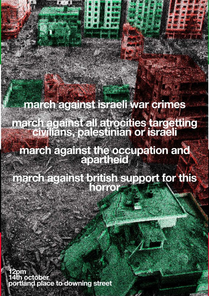 a poster in promotion of a march and protest for palestinians in the face of horrific punishment