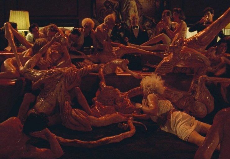 A scene from the party scene in Society