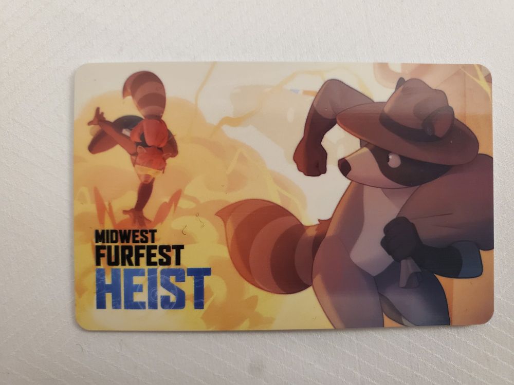A Midwest Furfest 2024 room keycard