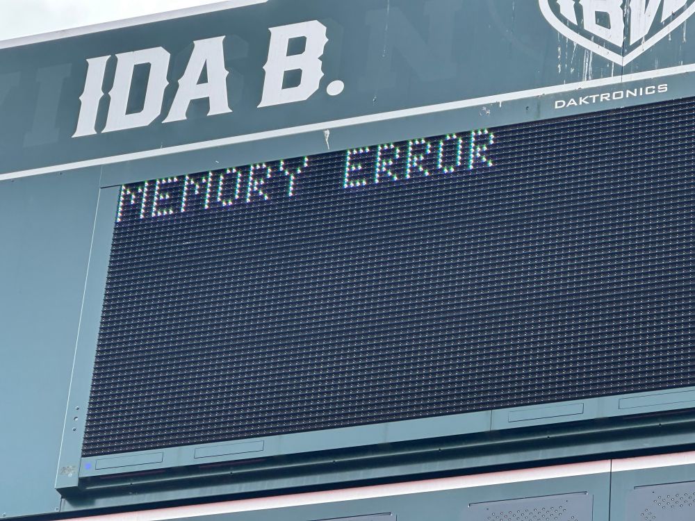 closeup of the previous scoreboard where the message field reads:

MEMORY ERROR 