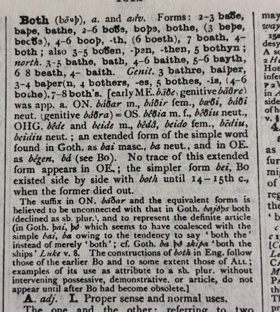 OED entry for Both, mentioning Goth words