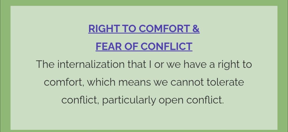 The description for "Right to comfort & fear of conflict"