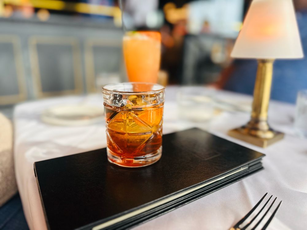 A smoked old fashioned at Marbl, a steakhouse in Newport, Kentucky 