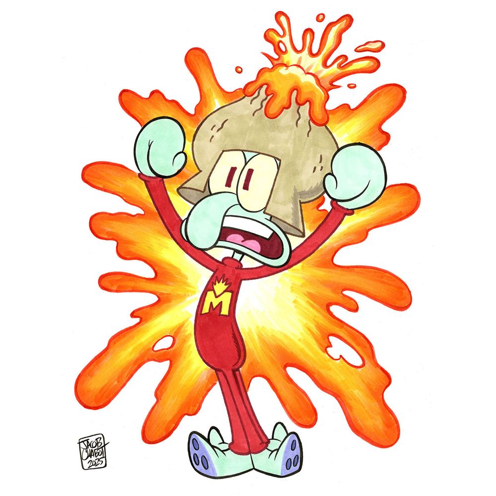 Squidward as Captain Magma