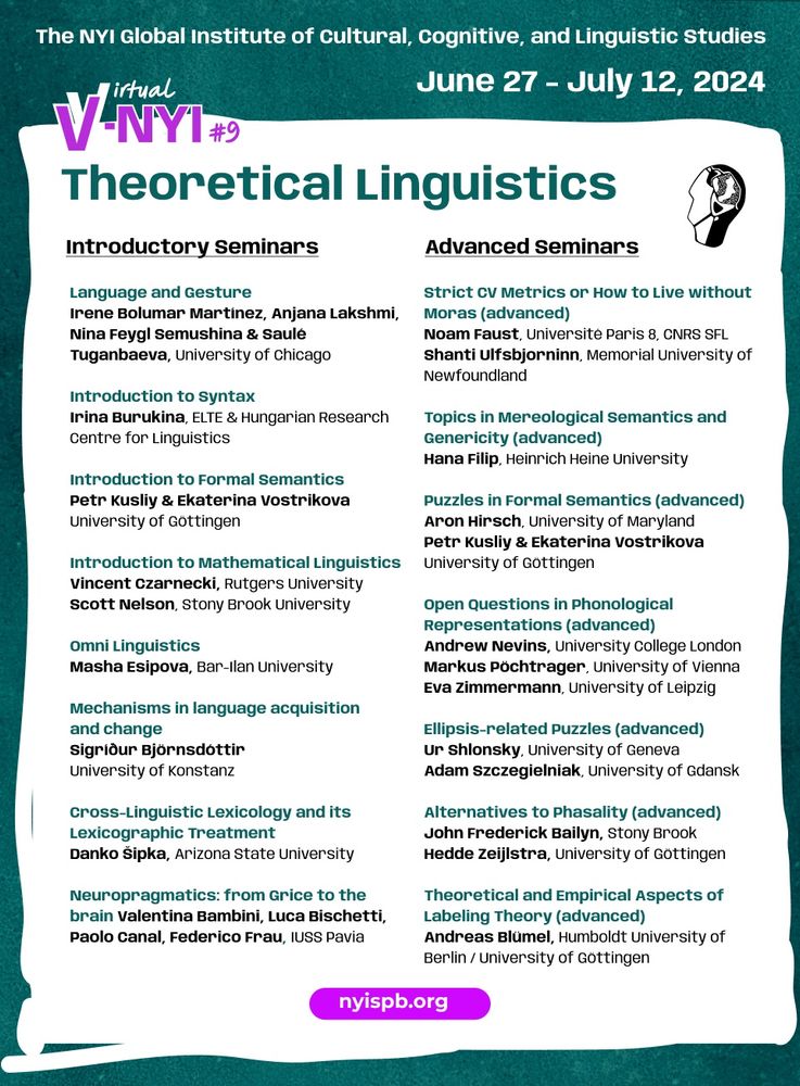 List of theoretical linguistics seminars offered at V-NYI #9