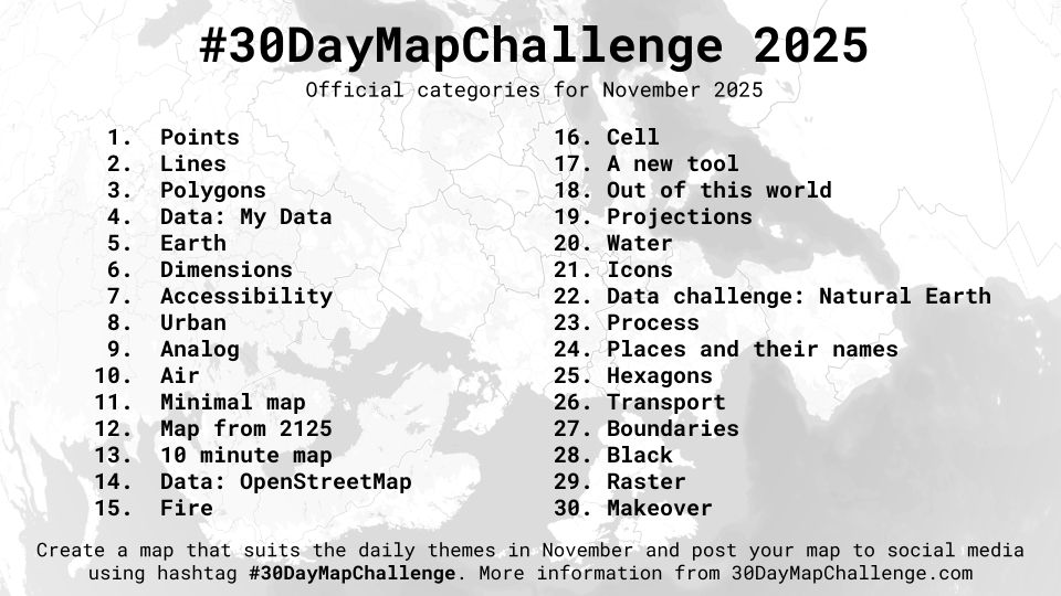 Daily topics. See https://30daymapchallenge.com 