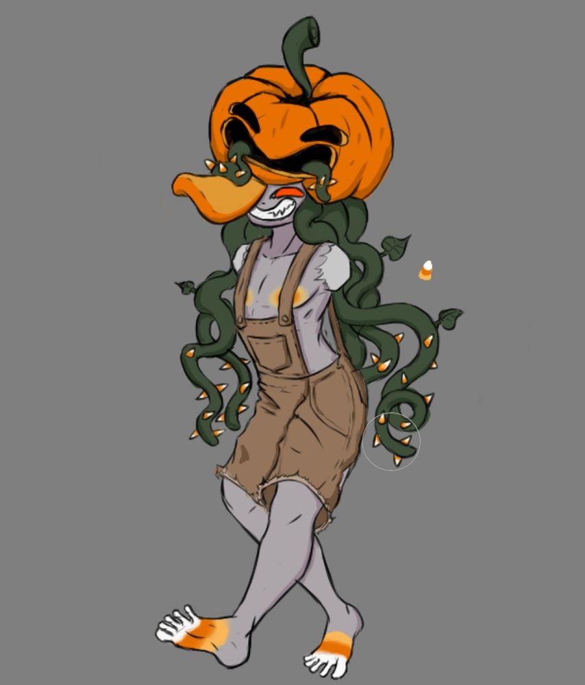 Sundae dressed up for the spooky night, complete with body color to match the season.