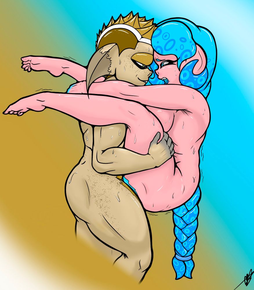 Tiny squid carrying slightly bigger octo.