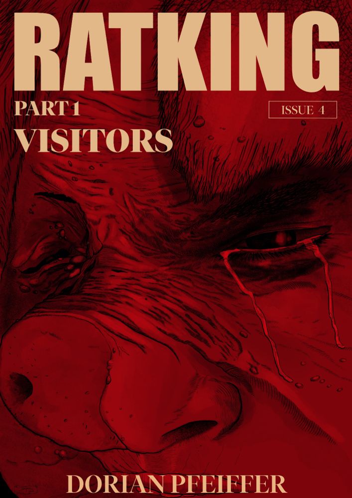 cover for horror graphic novel Ratking, depicting a face merging both pig and human features
