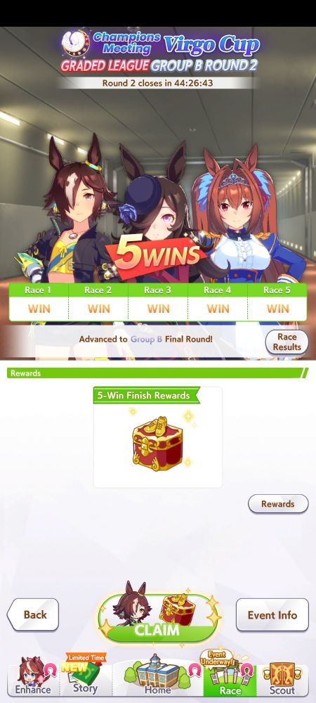 Vodka, Daiwa and Rice Shower getting a 5-win in Virgo Cup Group B