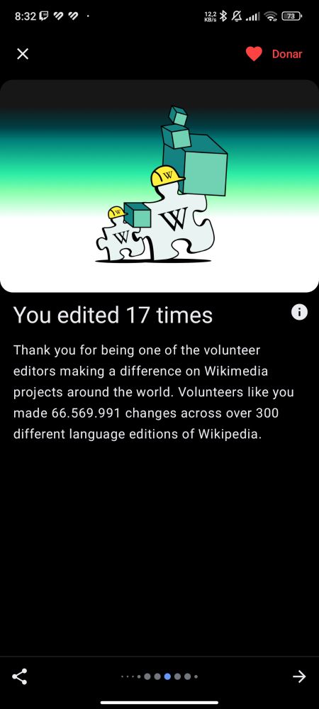 Has editado la Wikipedia 17 veces