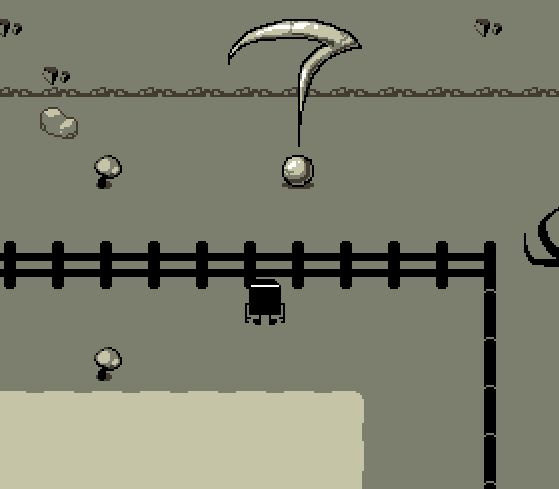 Game character looking at a metallic structure.