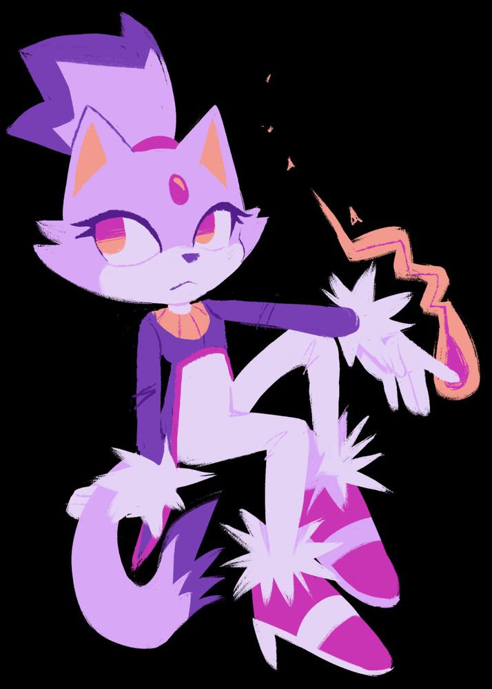 A lineless drawing of Blaze the Cat sitting. #drawing #art #sonicthehedgehog