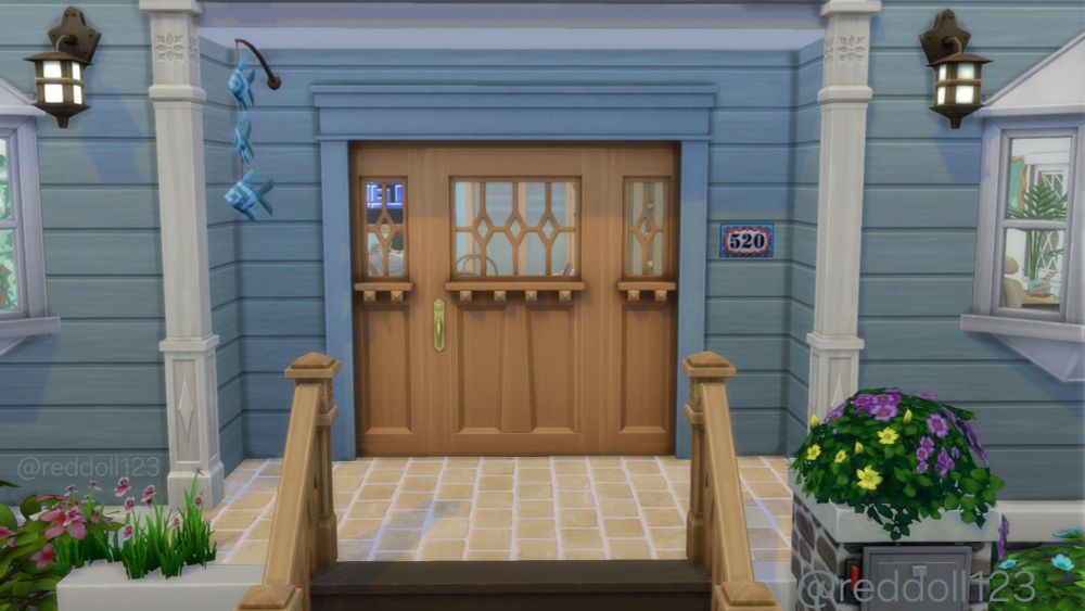 A screenshot from the video-game Sims 4 of my OC’s 4 Mystery BFF’s home entrance.