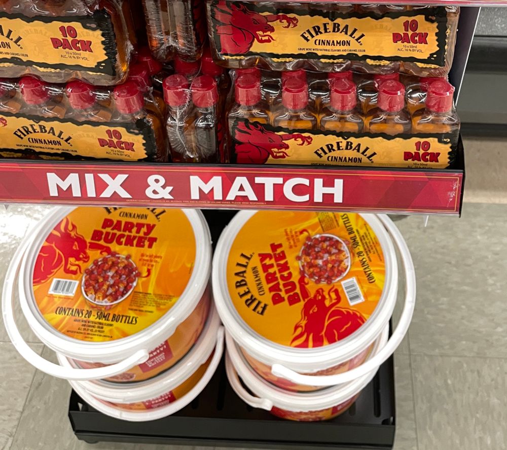 Close up of fireball nips bucket