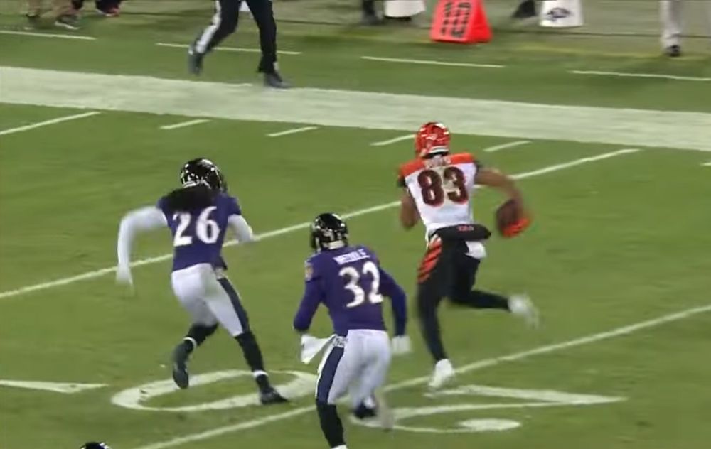 Tyler Boyd scoring a meaningless touchdown to send the Bills to the playoffs in 2017.