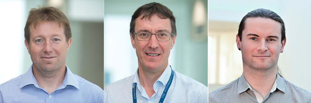 Head shots of Professor Charlie Gourley (left), Professor Simon Herrington (centre) and Dr Robb Hollis (right)