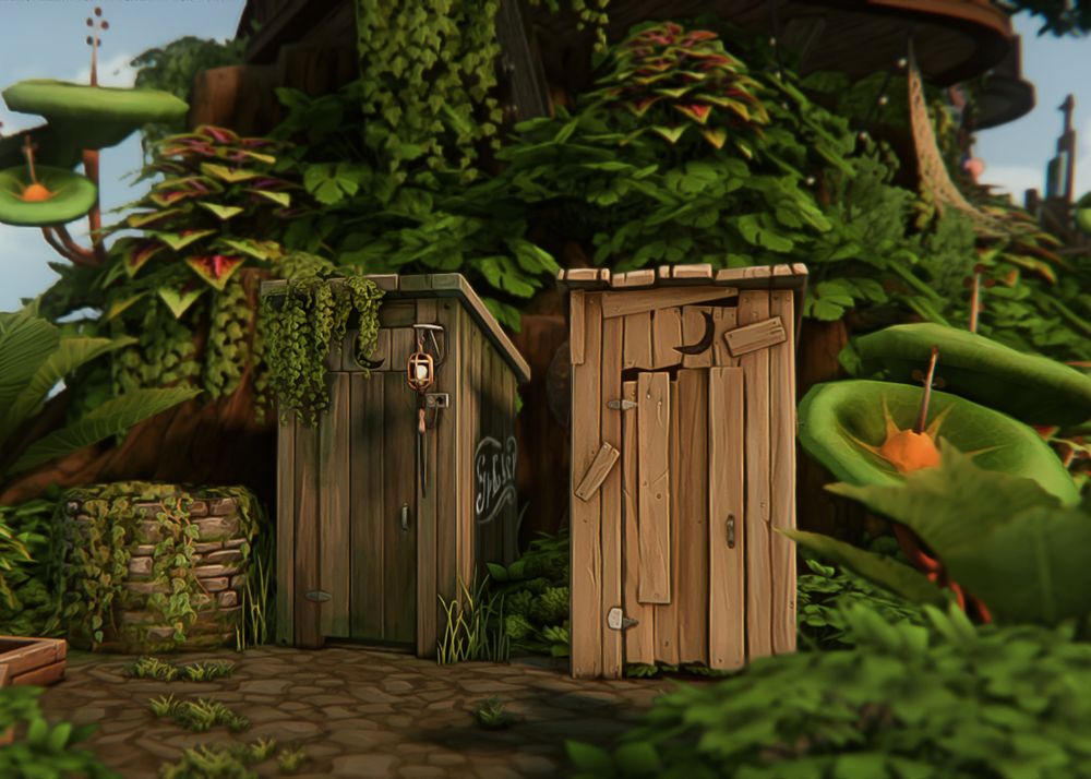 There are two versions of "The Wooden Throne"—the one on the right is more rundown than the one on the left.

