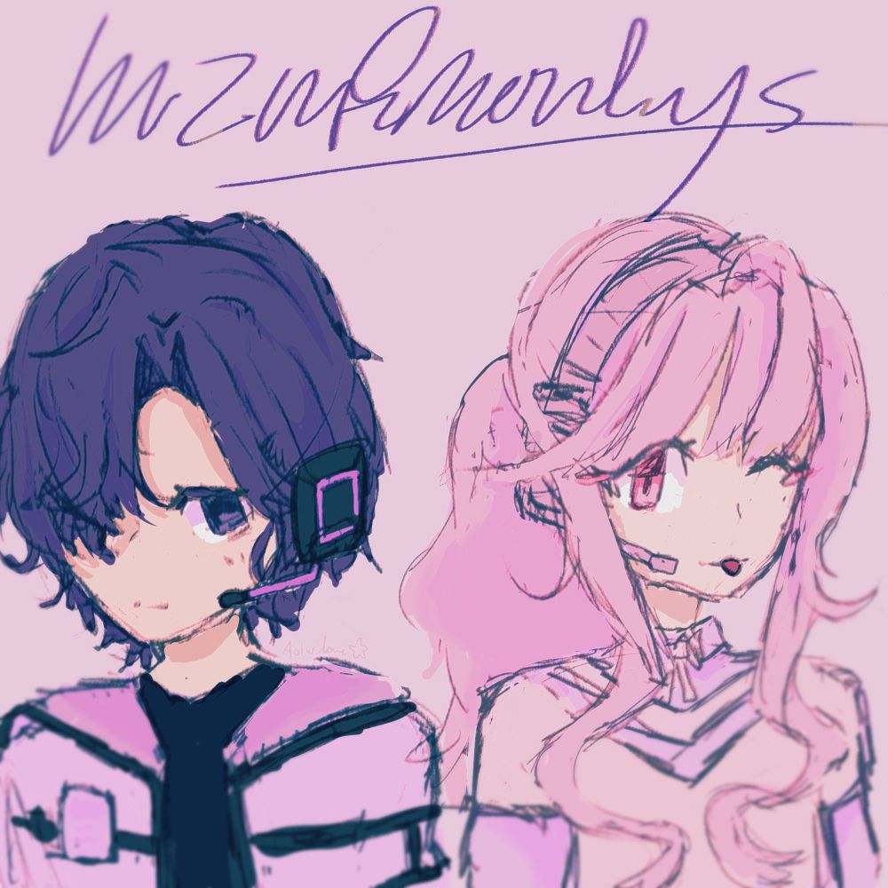 fully colored doodle of mizumafu captioned "mzmfmondays" on the top!
