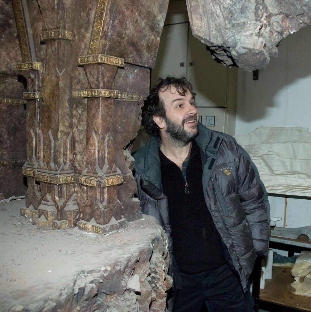 Peter Jackson shows off the model used in filming scenes in the Mines of Moria.
