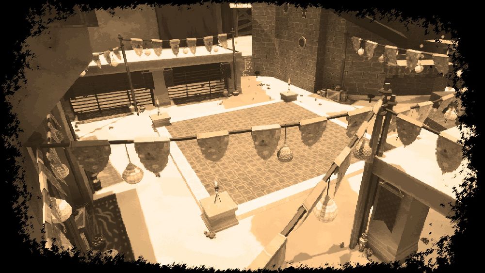 We can see the town square, prepared for a celebration.