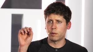 sam altman, head and shoulders, holding up his hand like he's writing on the fourth wall with an invisible pencil, looking like he's watching a ghost