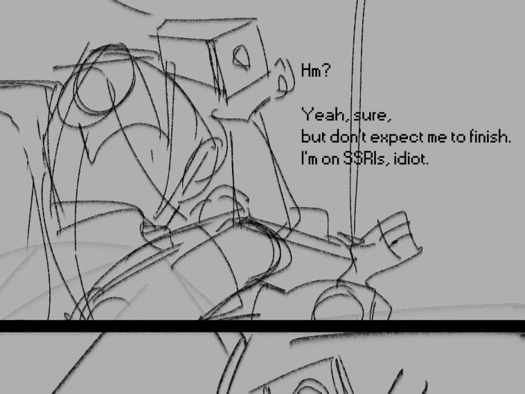 sketch of a first part of a mirage ultrakill instant loss 2koma