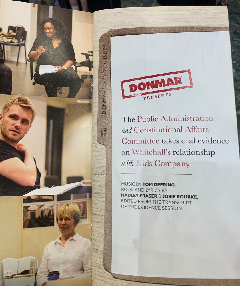 First page of Donmar Warehouse programme for Committeee