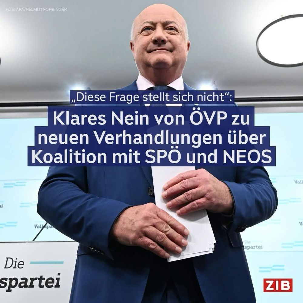 aus ZIB: Stocker im Bild mit Test: Diese Frage stellt sich nicht. Klares Nein von ÖVP zu neuen Verhandlungen über Koalition mit SPÖ und NEOS.