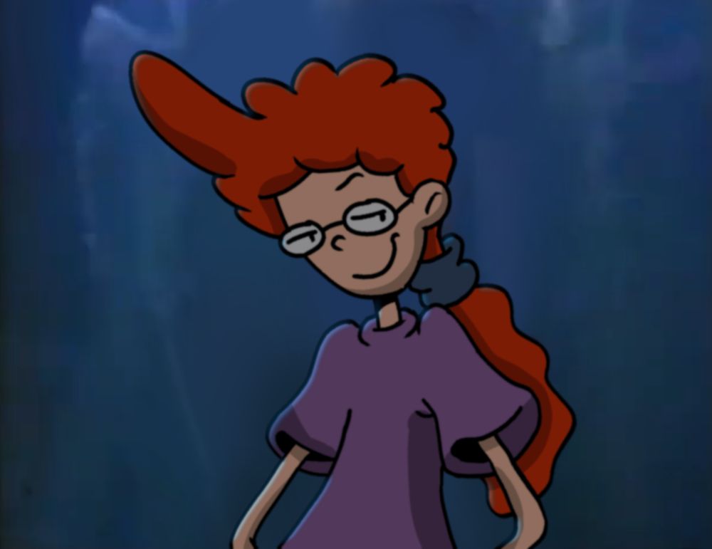 The screencap from the Fanta commercial with Mickey Mouse and Claudia but Mickey is replaced with Pepper Ann