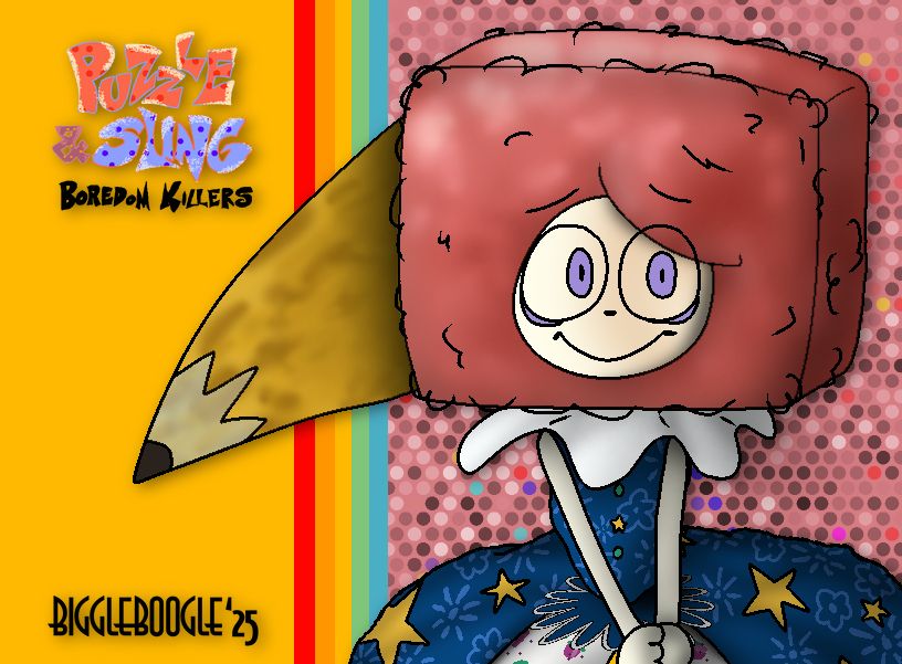 An illustration of Sling Schreiber from “Puzzle & Sling: Boredom Killers”