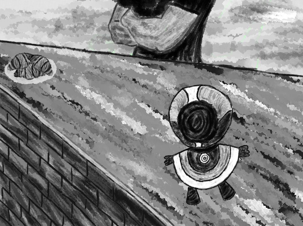 The same image as in the original post but in black and white monochrome.