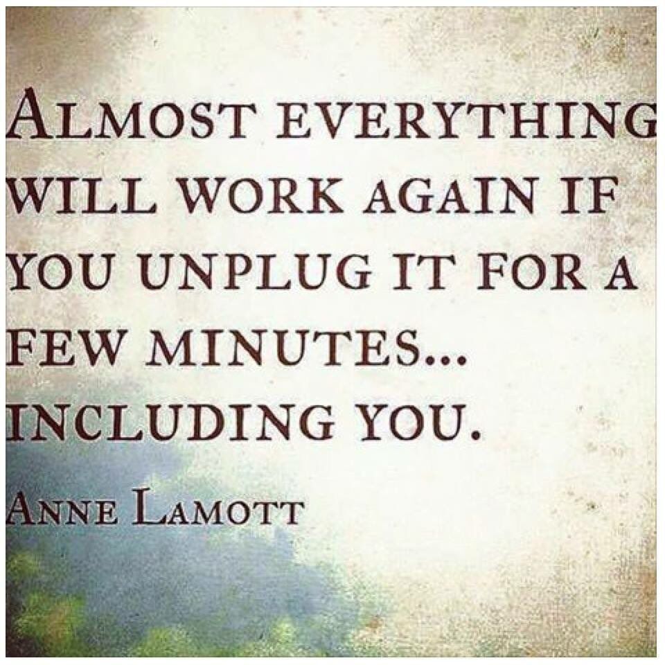 Almost everything will work again if you unplug it for a few minutes ... including you. (Anne Lamott)