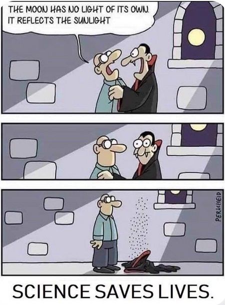 Chiste en el que un vampiro se desvanece cuando la víctima que iba a atacar le recuerda que la luz de la luna es reflejada del Sol