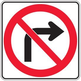 no right turn street sign