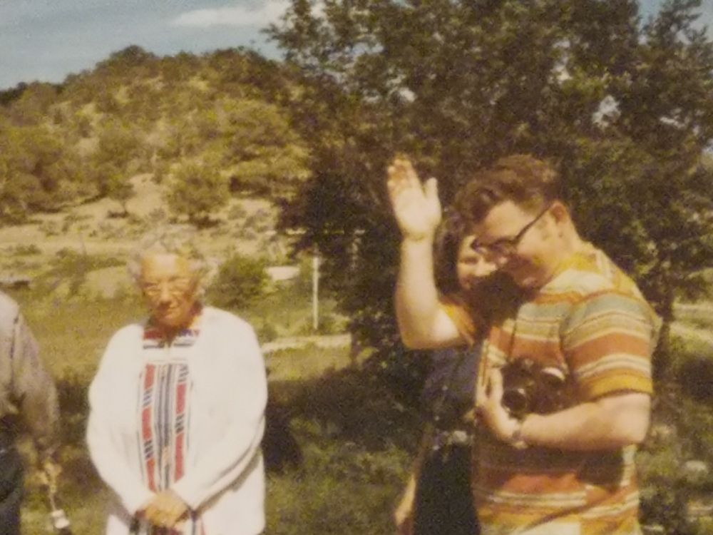 My Dad doing his signature wave. My Mom is behind him. To the left is my Great Grandma Justine Cadotte ❤️ 