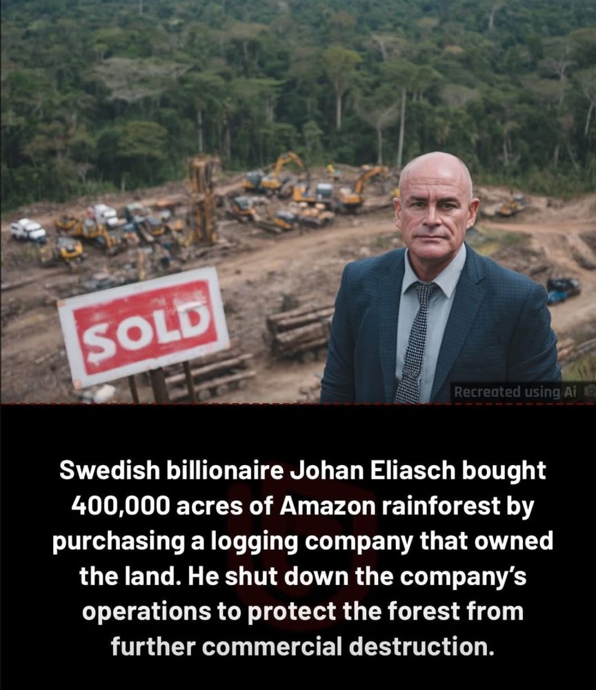 VERKAUFT
Mit KI nachgebildet
Der schwedische Milliardär Johan Eliasch kaufte 400.000 Acres Amazonas-Regenwald, indem er ein Holzunternehmen erwarb, dem das Land gehörte. Er stellte den Betrieb des Unternehmens ein, um den Wald vor weiterer kommerzieller Zerstörung zu schützen.