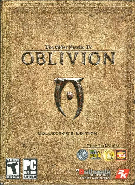 Cover art: The Elder Scrolls 4 - Oblivion
Rated T for Teen; PC DVD-ROM software by Bethesda; Winner, Best RPG of E3 2005