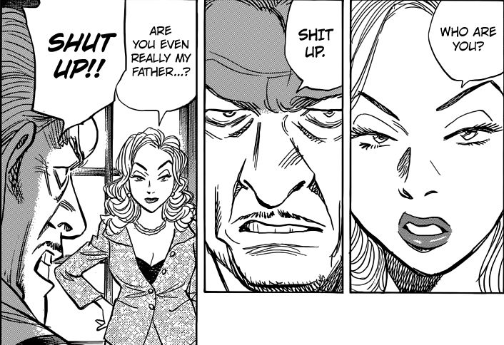 Audrey asks her nazi father "Who are you?" he replies "Shit up." then she asks "Are you even really my father...?" which he replies to with a slightly more coherent "Shut up!!"