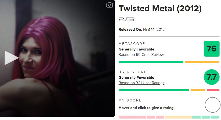 Twisted Metal for PS3 with a score of 76 from metacritic.