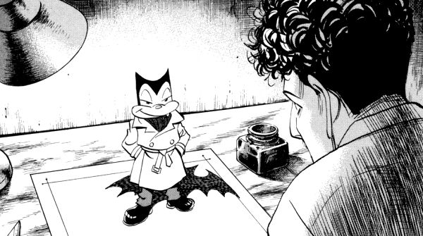 Kevin Yamagata stares, awestruck, at the real life Billy Bat.