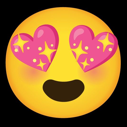 Emoji apaixonado com corações com glitter nos olhos
