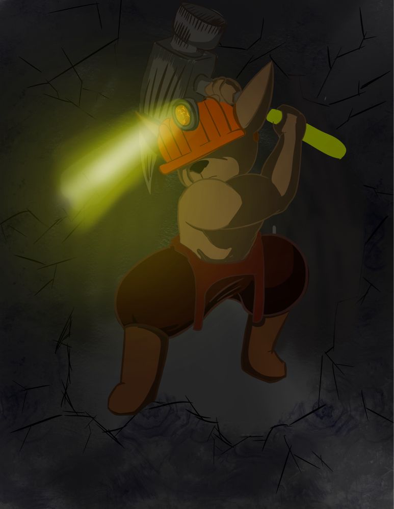 The idea I had was, cracked, hammer, and dog