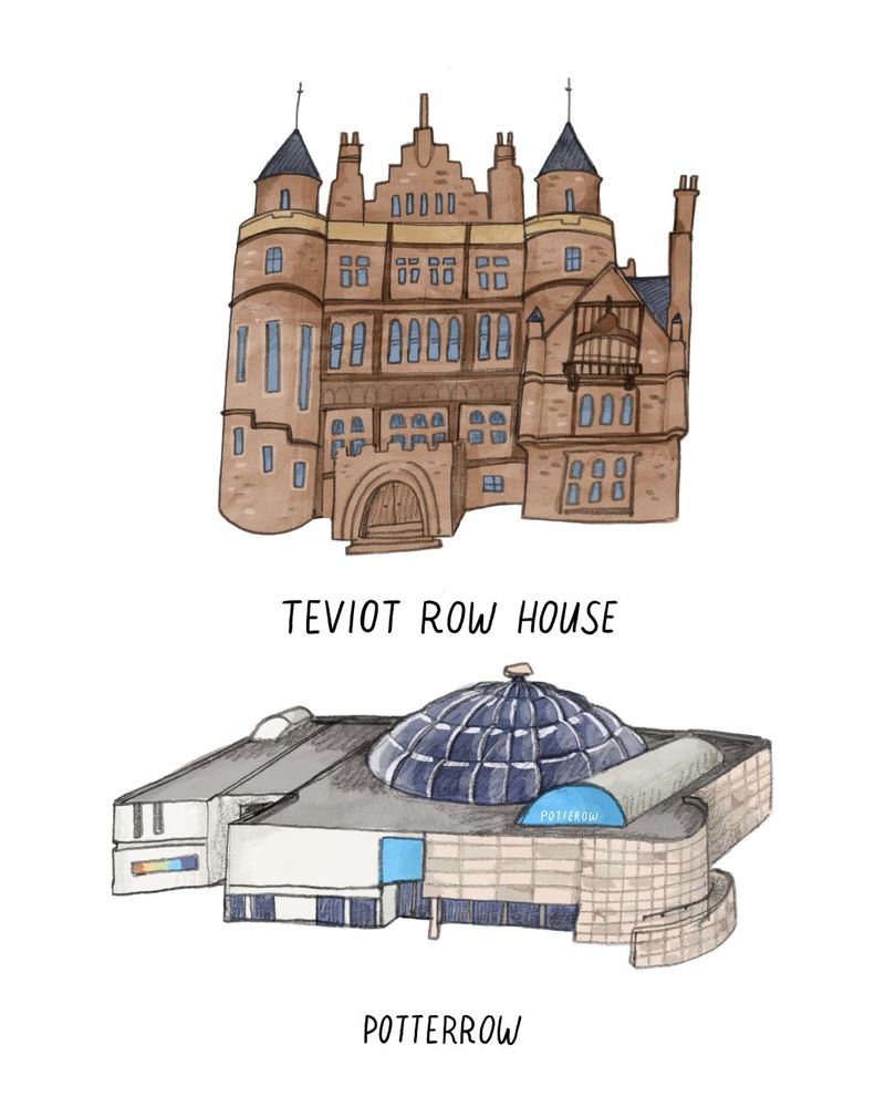 Illustrations of Teviot Row House and Potterrow